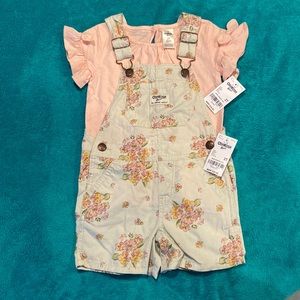 OshKosh B’gosh Floral Romper w/peachy pink top (short & shirt set) 2T